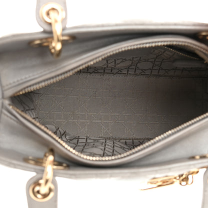 Christian Dior Metallic Lambskin Cannage Medium Lady Dior Silver 5 of 15