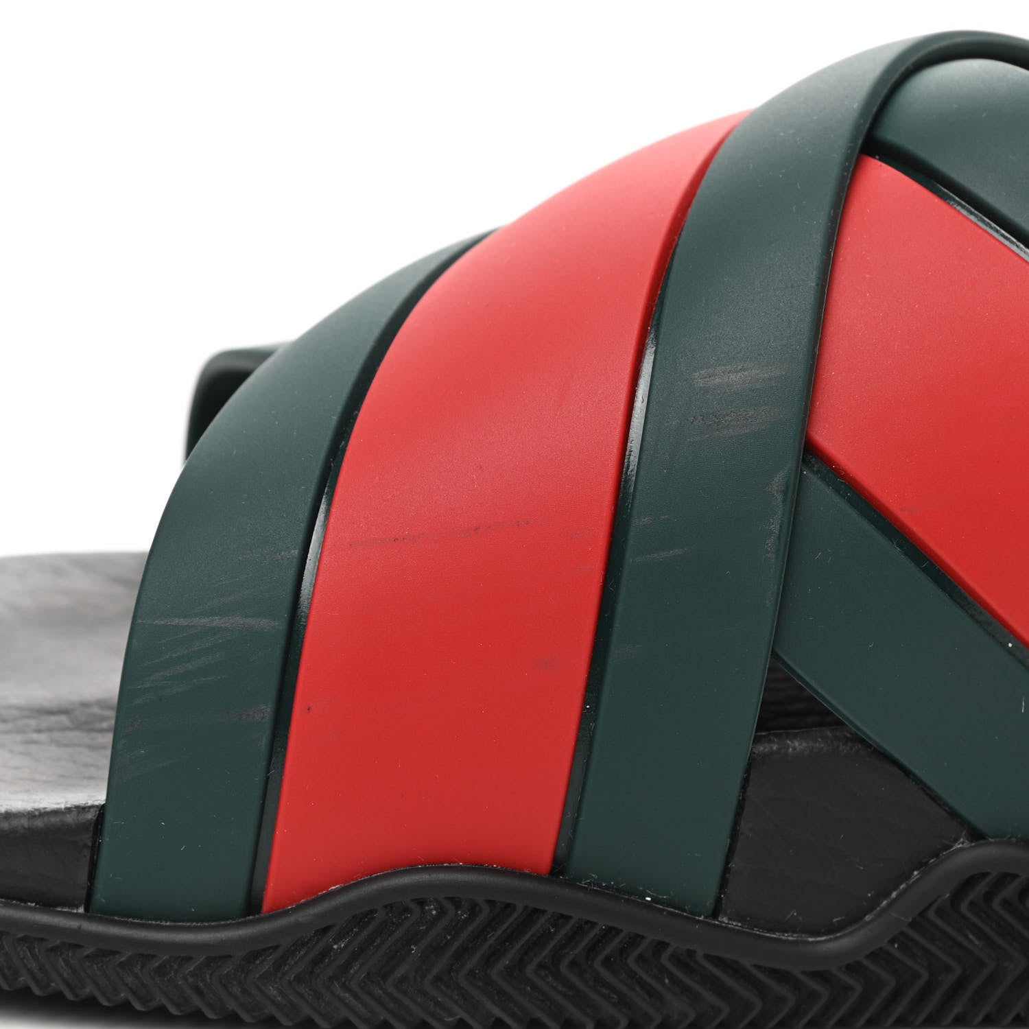 Gucci Rubber Web Mens Criss Cross Slide Sandals 7 Green Red 12 of 12