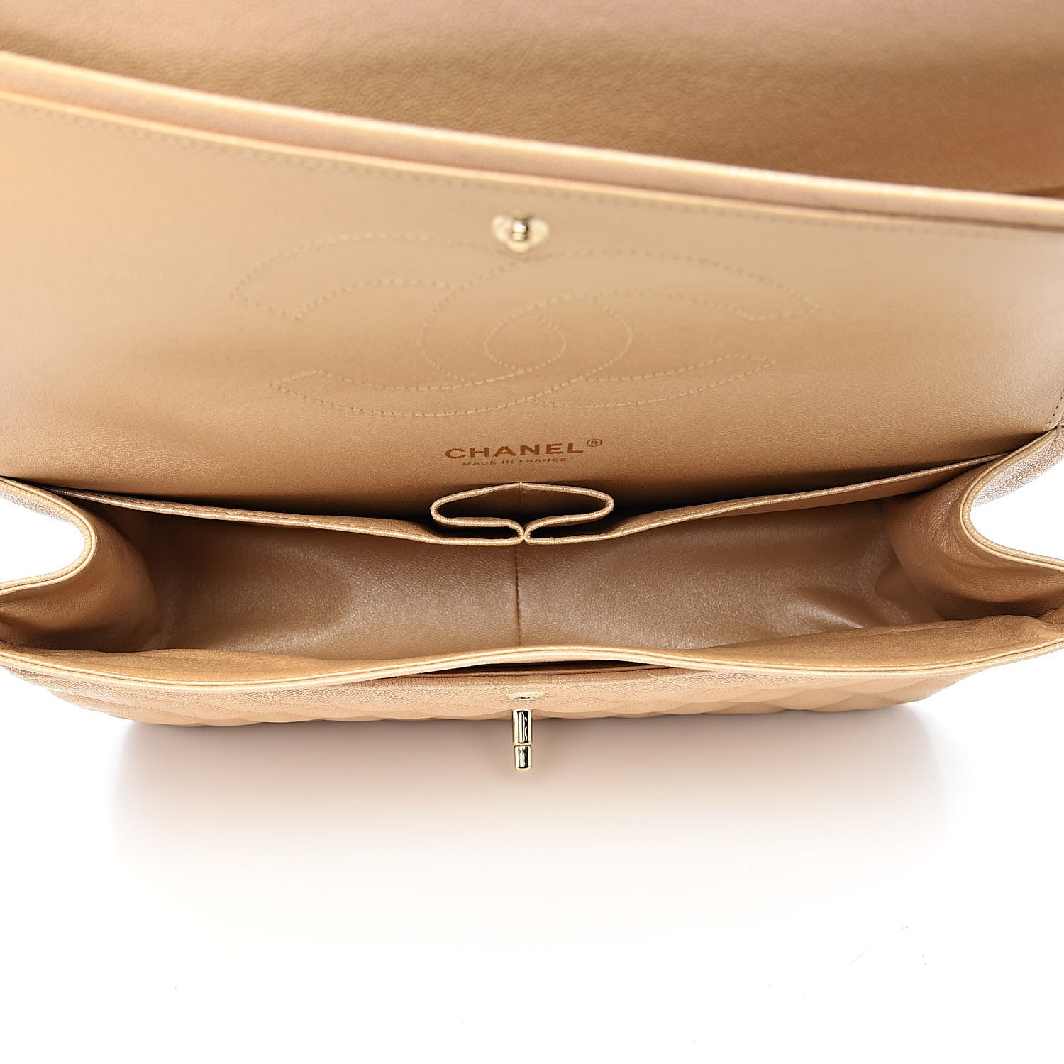 Chanel Iridescent Caviar Quilted Jumbo Double Flap Beige 5 of 11