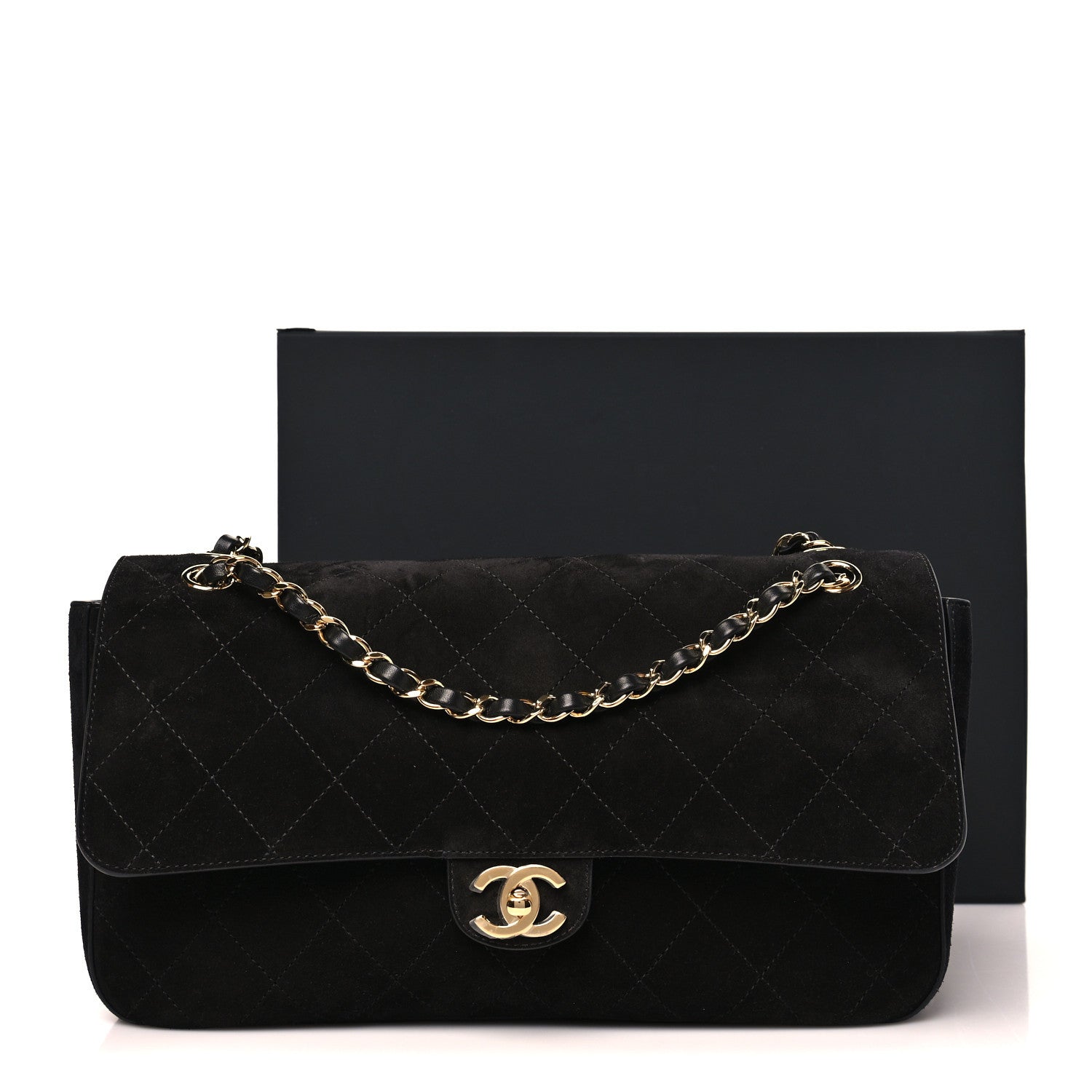 Chanel Suede Calfskin Small Maxi Flap  Black 11 of 11