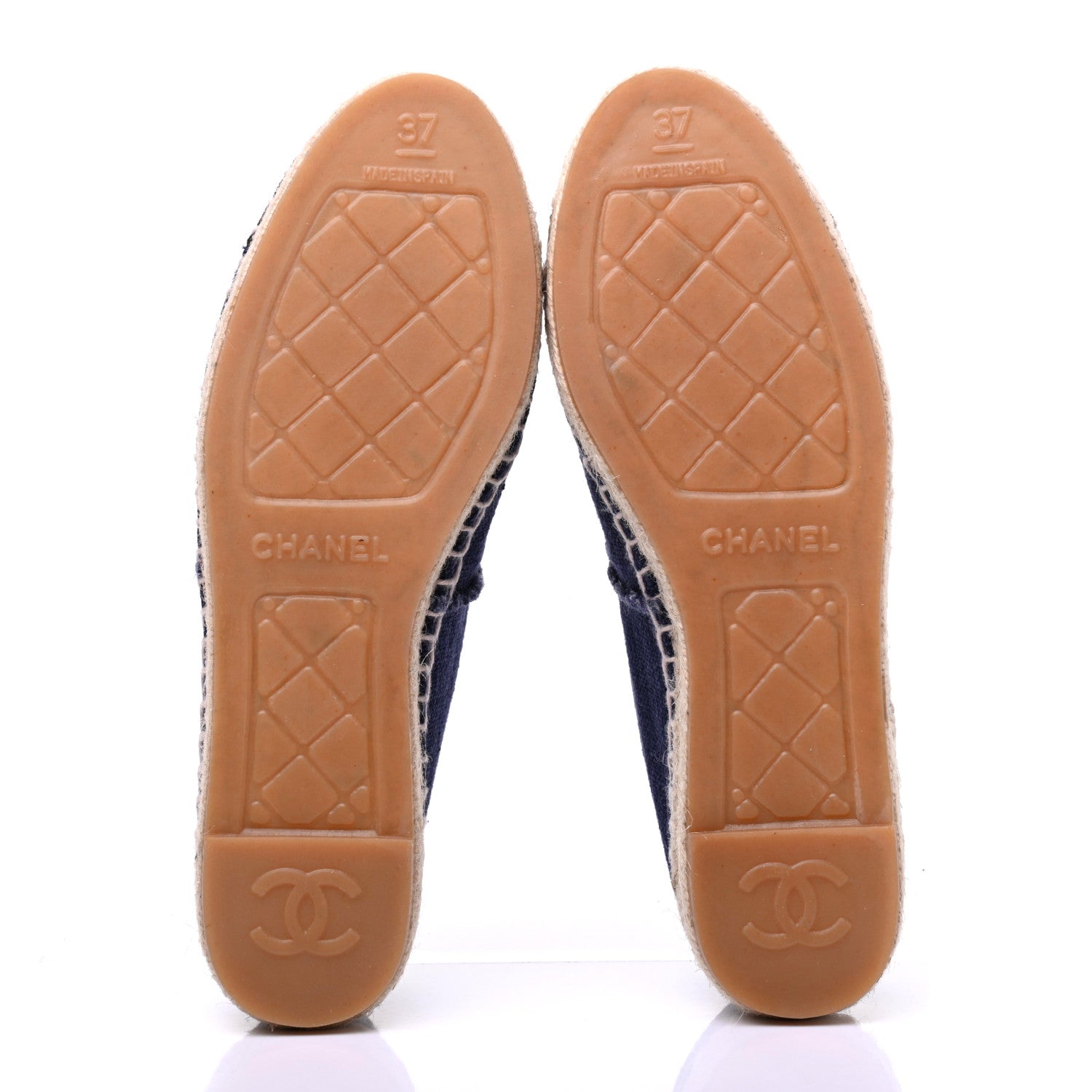 Chanel Denim Toile CC Espadrilles 37 Navy Black 5 of 9