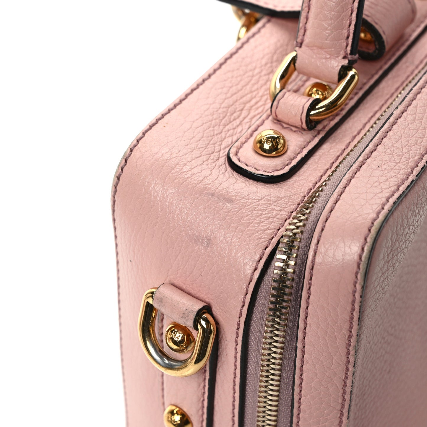 Drummed Calfskin Rosaria Shoulder Bag Pink