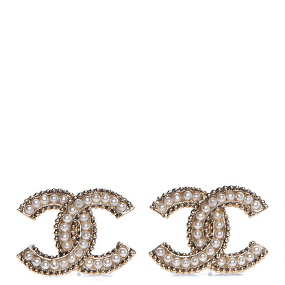 Chanel Pearl CC Earrings Light Gold 1 of 6