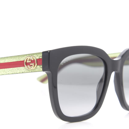 Gucci Square Frame Glitter Sunglasses GG0034S Black Green 7 of 8