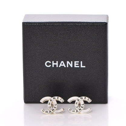 Chanel Metal CC Engraved Stud Earrings Silver 5 of 5