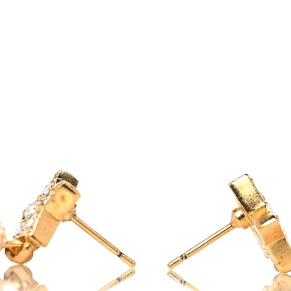 Chanel Crystal Pearl CC Star Drop Earrings Gold 3 of 5
