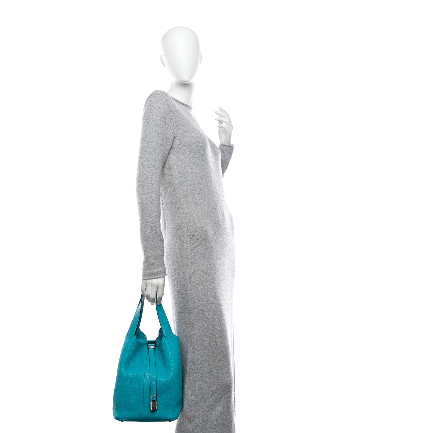 Hermes Taurillon Clemence Picotin Lock 26 GM Turquoise 2 of 10