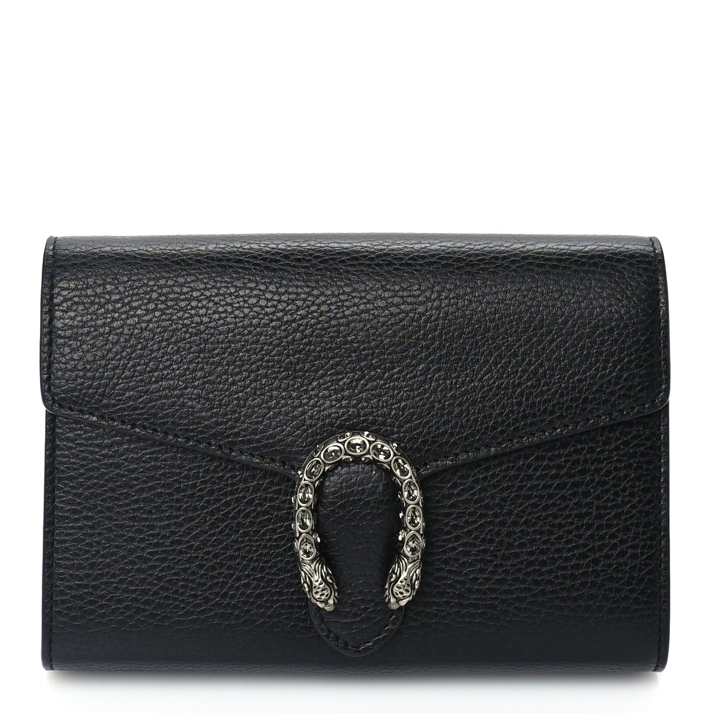 Dollar Calfskin Crystal Mini Dionysus Chain Wallet  Black