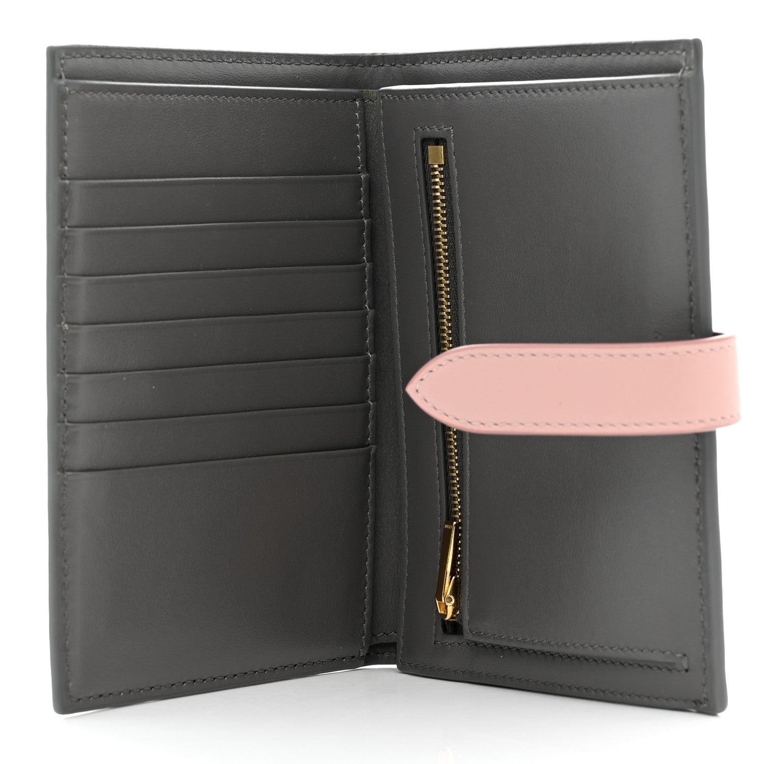Celine Grained Calfskin Medium Multifunction Strap Wallet Grey Vintage Pink 4 of 7