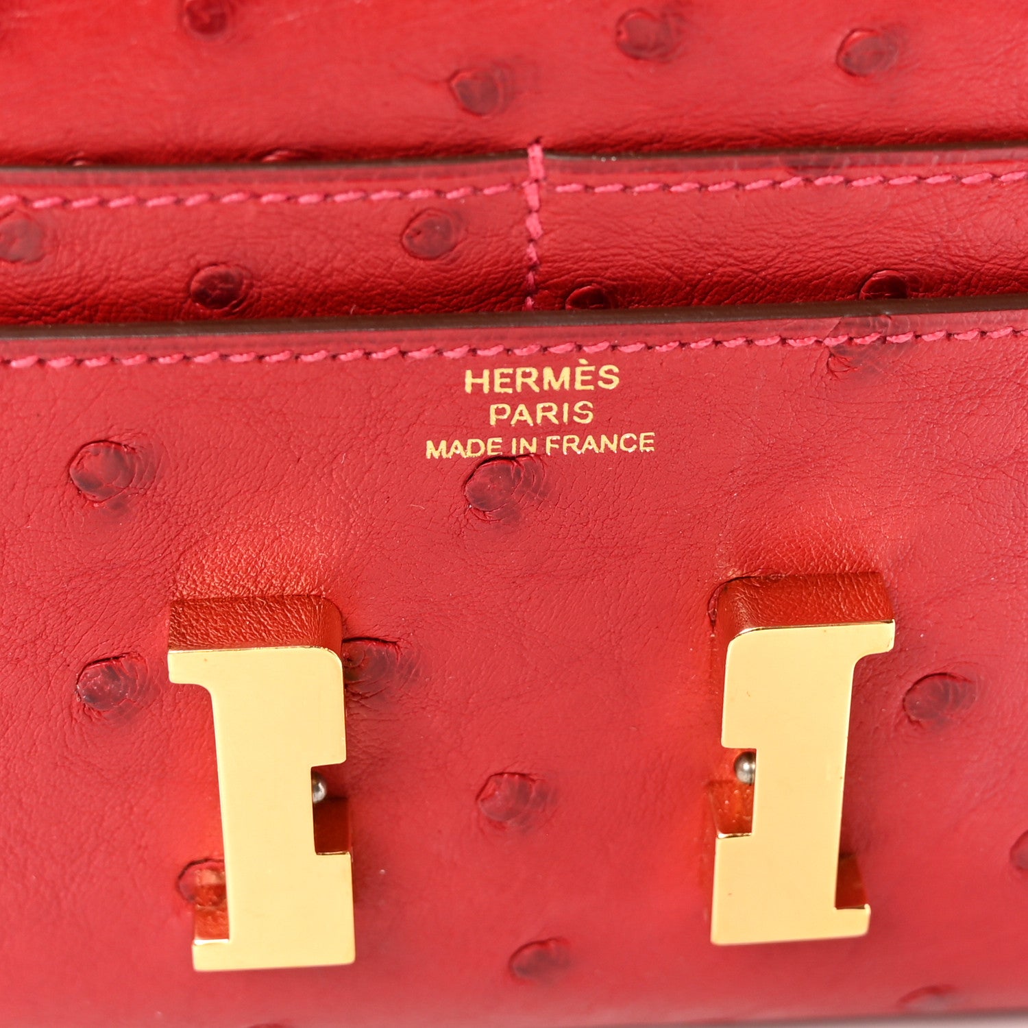 Hermes Ostrich Constance Short Wallet Rouge Vif 5 of 6