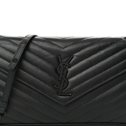 Saint Laurent Grain De Poudre Matelasse Chevron Monogram Chain Wallet Black 8 of 12
