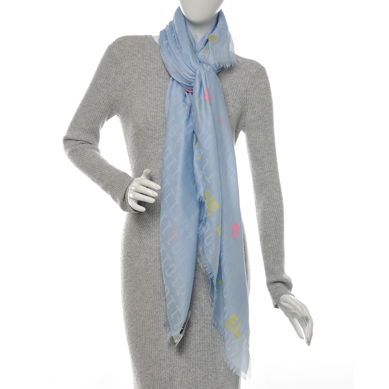 Chanel Silk Cashmere CC Square Scarf Light Blue 2 of 5