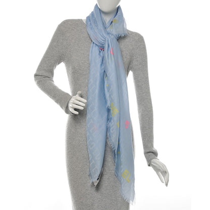 Chanel Silk Cashmere CC Square Scarf Light Blue 2 of 5