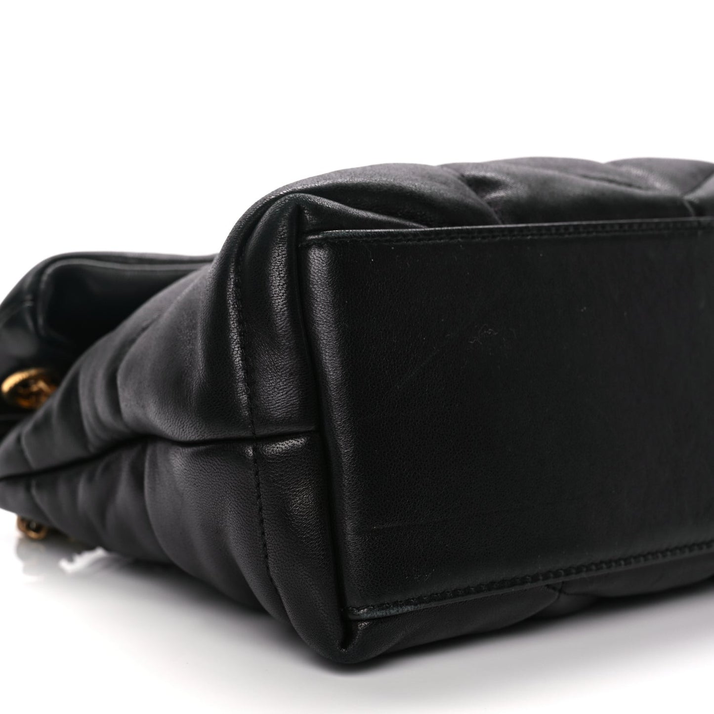 Lambskin Quilted Small Loulou Puffer Monogram Chain Satchel Black