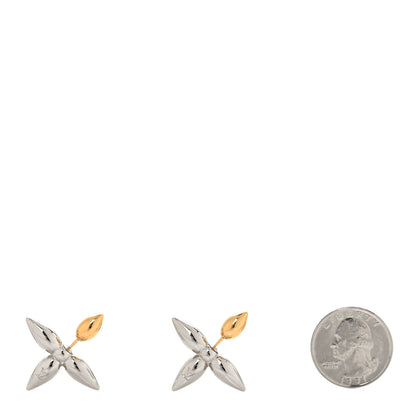Louis Vuitton Metal Louisette Earrings Silver Gold 2 of 4