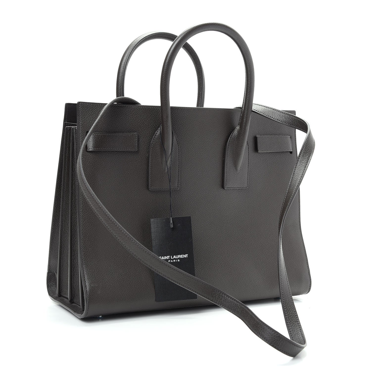 Saint Laurent Grained Calfskin Small Sac De Jour Coal 3 of 8