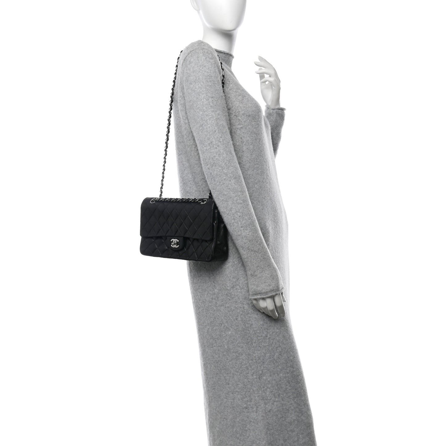 Lambskin Quilted Medium Double Flap Black