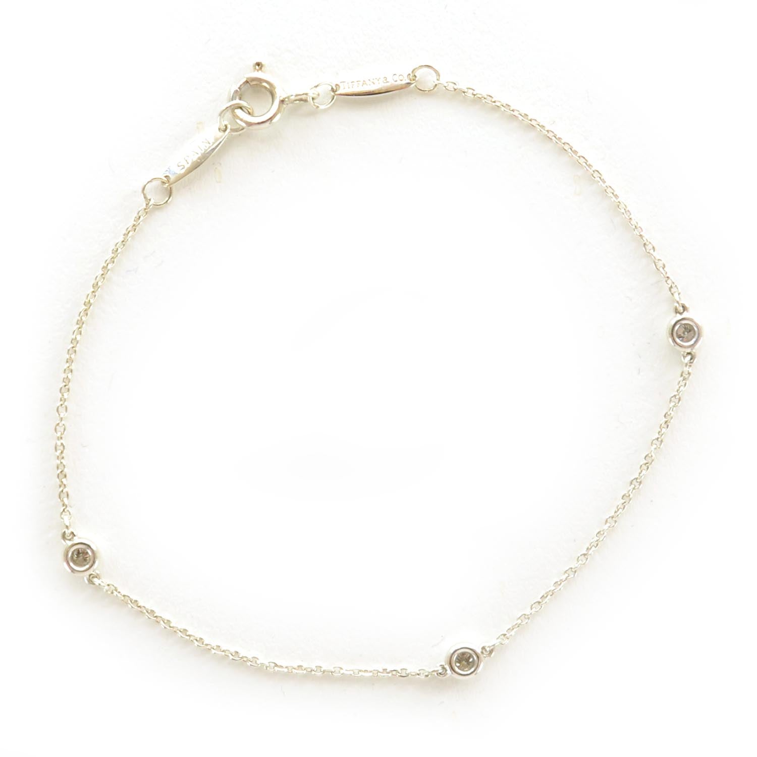 Tiffany Sterling Silver Diamond .09ct Elsa Peretti Diamonds By The Yard Bracelet 1 of 4