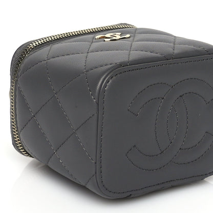 Chanel Lambskin Quilted Top Handle Mini Vanity Case With Chain Grey 8 of 9