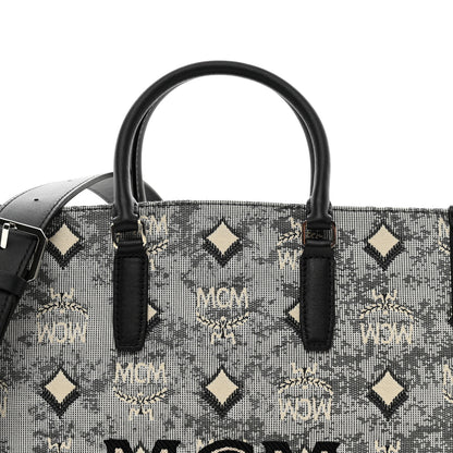 MCM Vintage Jacquard Monogram Small Munchen Tote Grey 5 of 9