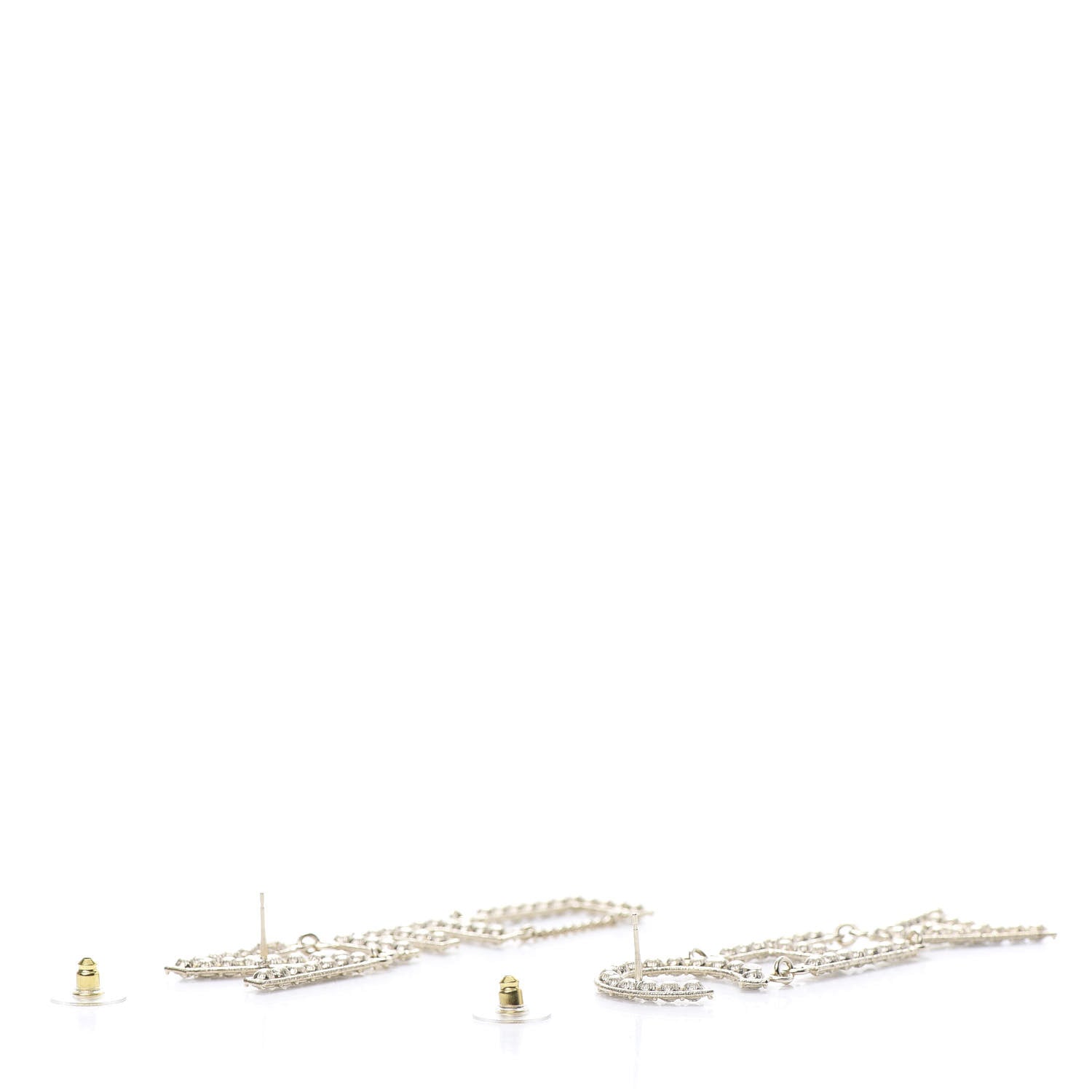 Chanel Crystal Cha-Nel Logo Drop Earrings Gold 3 of 5