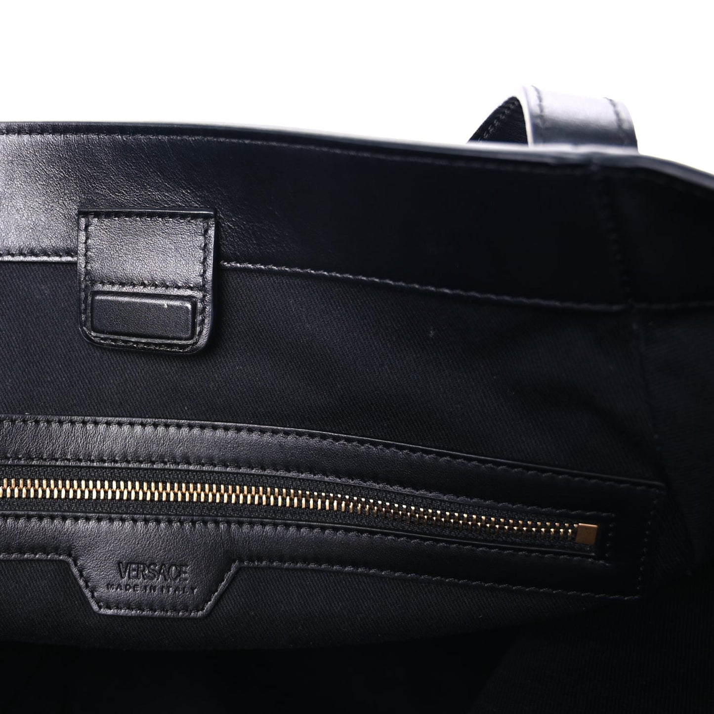 Calfskin Greca Goddess Tote Bag Black