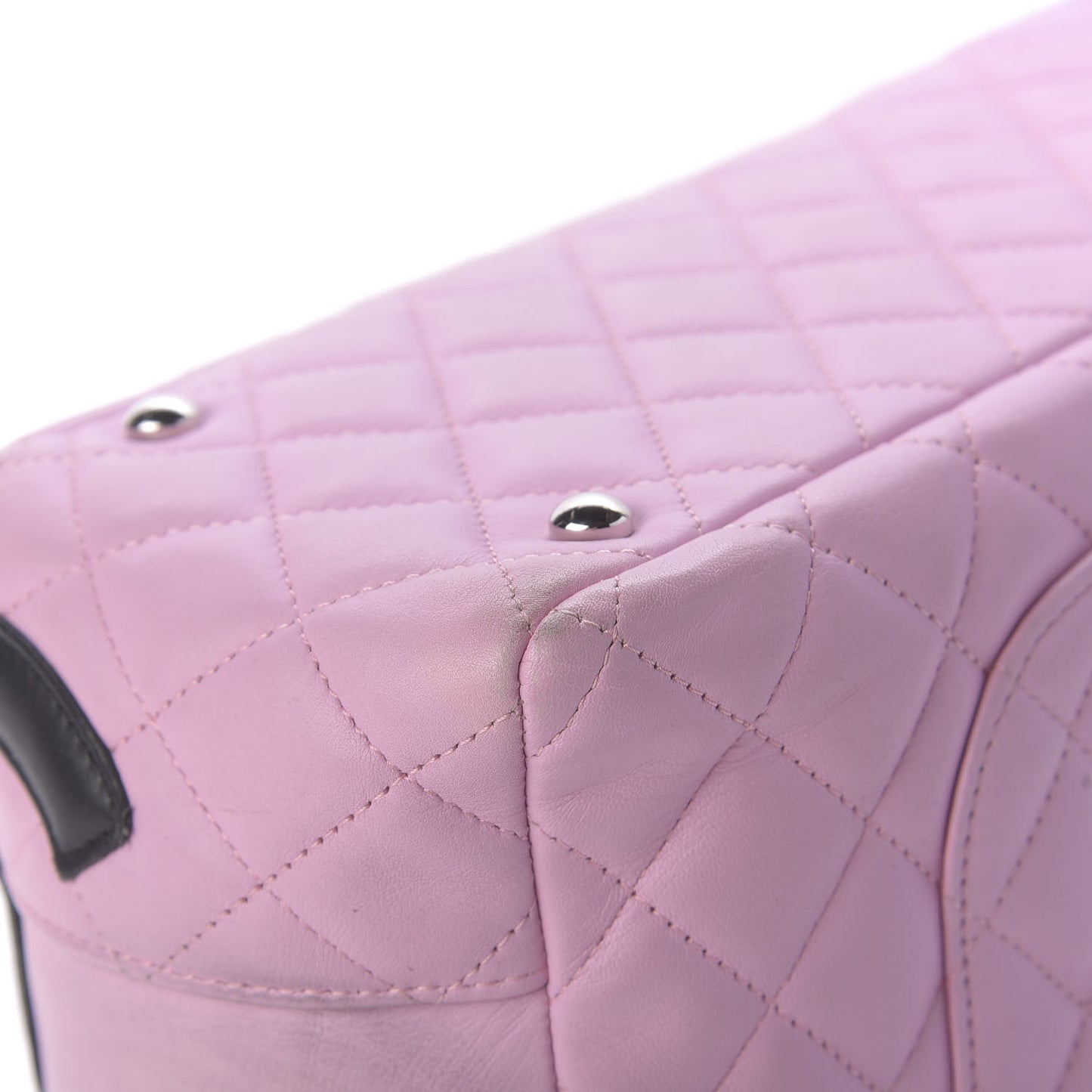 Calfskin Quilted Large Cambon Bowler Pink Black