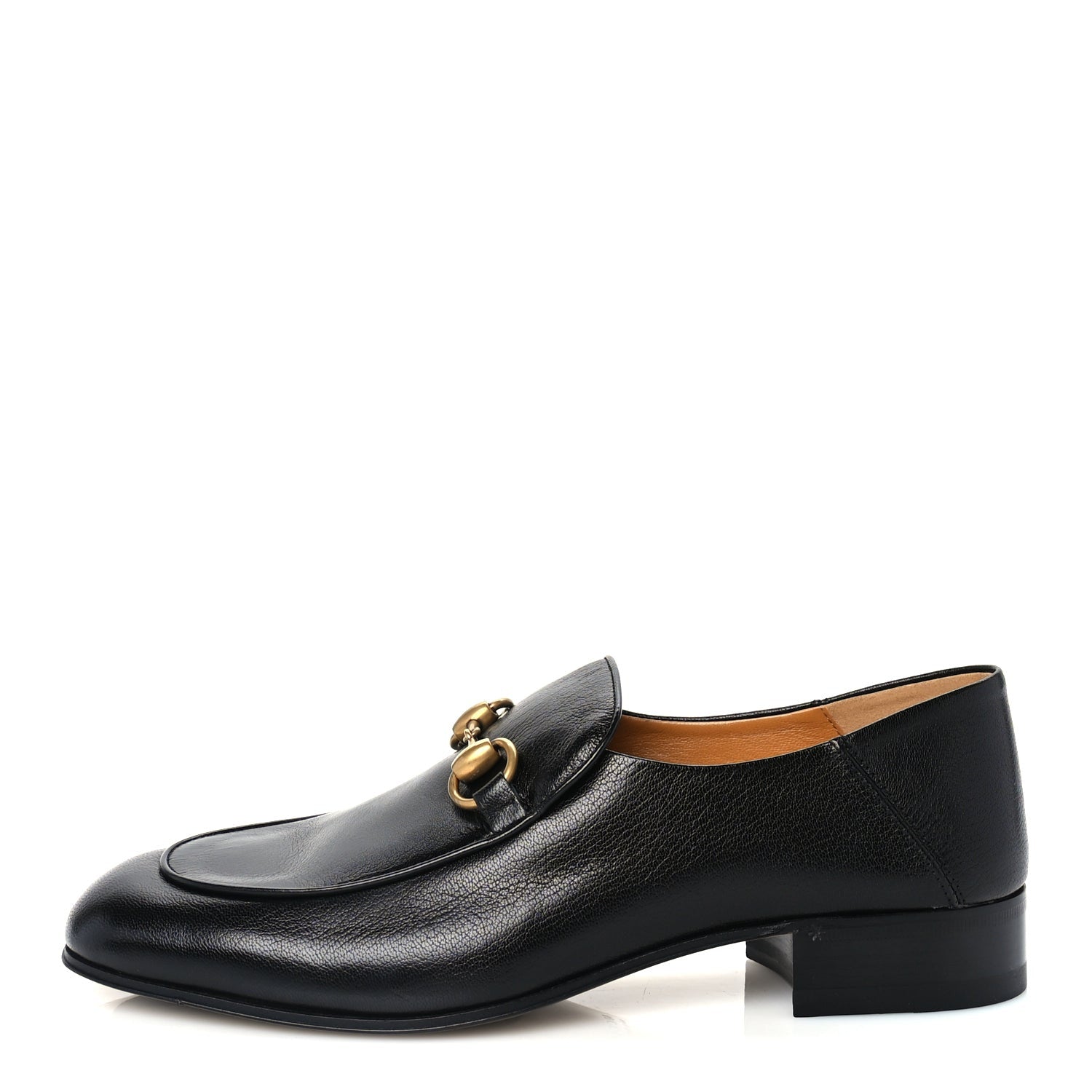 Gucci Goatskin Womens Horsebit Mid-Heel Loafers 39 Black 1 of 6