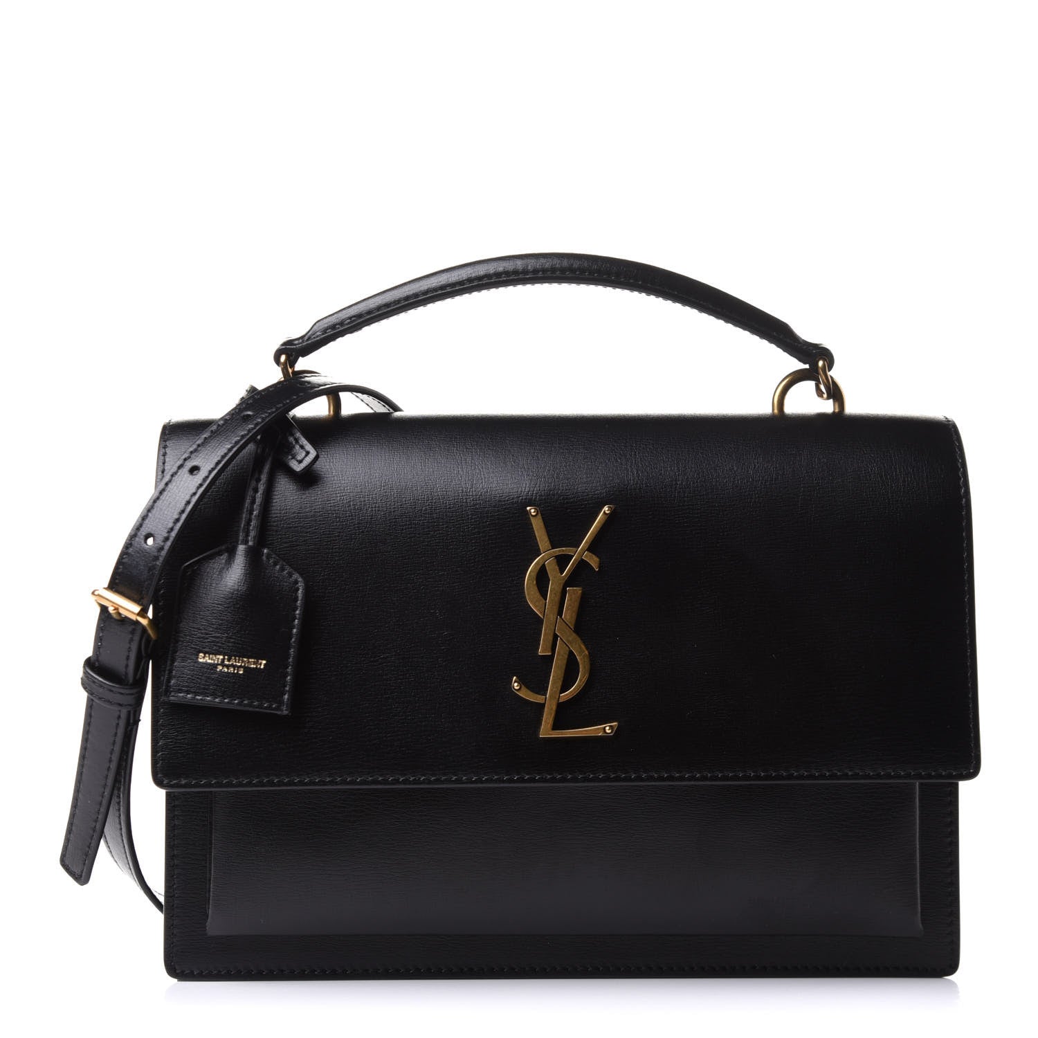 Saint Laurent Smooth Calfskin Medium Monogram Sunset Satchel Black 1 of 11