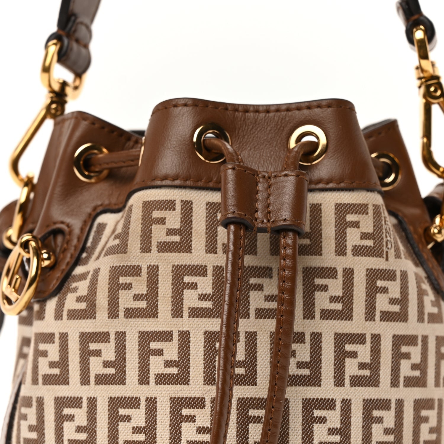 Fendi FENDI Zucchino Mini Mon Tresor Bucket Bag Beige Brown 3 of 8