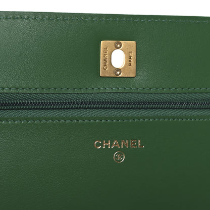 Chanel Caviar Quilted Coco Stamps Wallet On Chain WOC Green 6 of 12