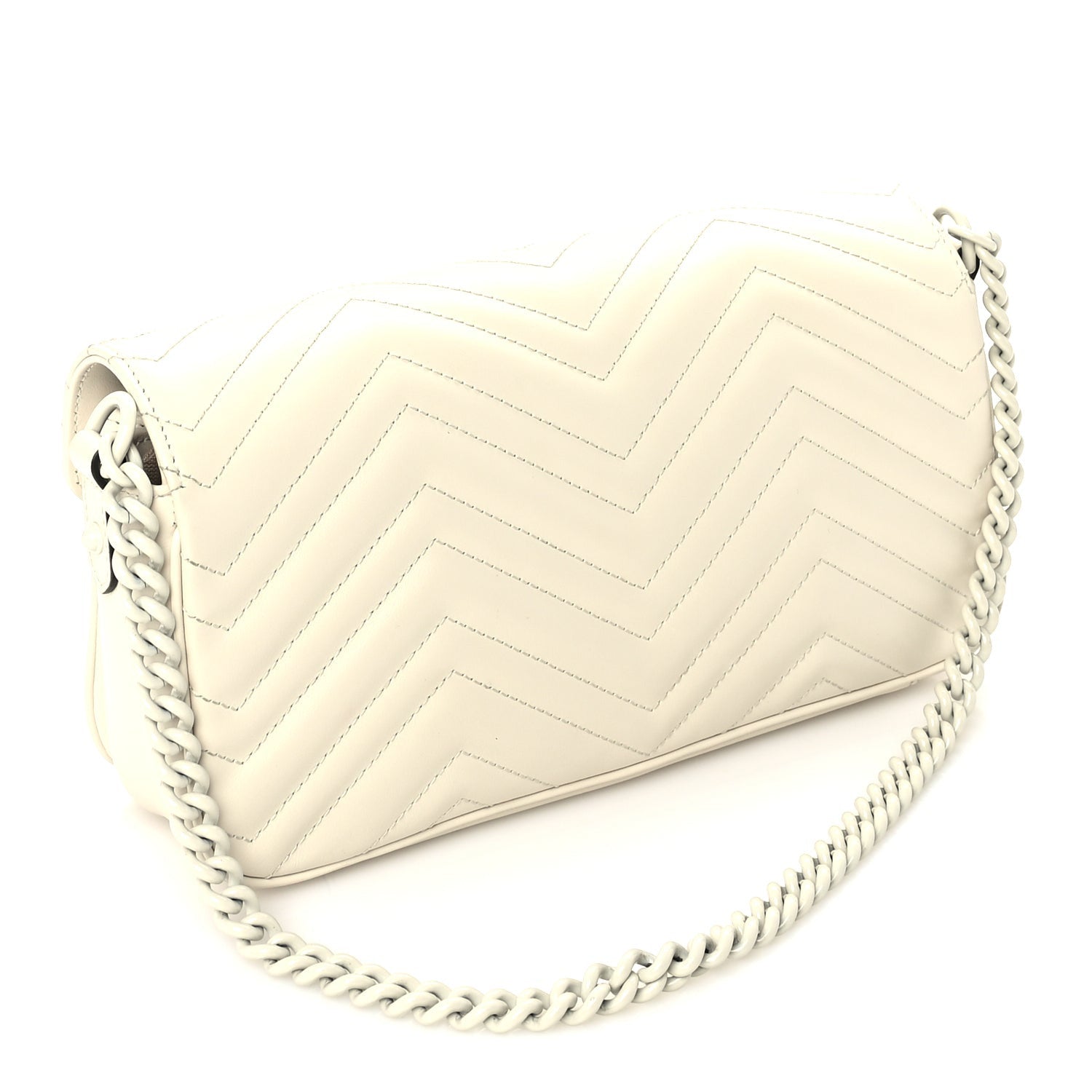 Gucci Calfskin Matelasse Monochrome GG Marmont Crossbody Shoulder Bag  White 2 of 8