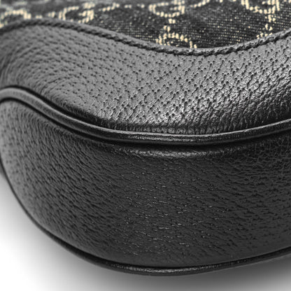 Gucci Jacquard Denim GG Monogram Small Jackie 1961 Hobo Black Ivory 7 of 8