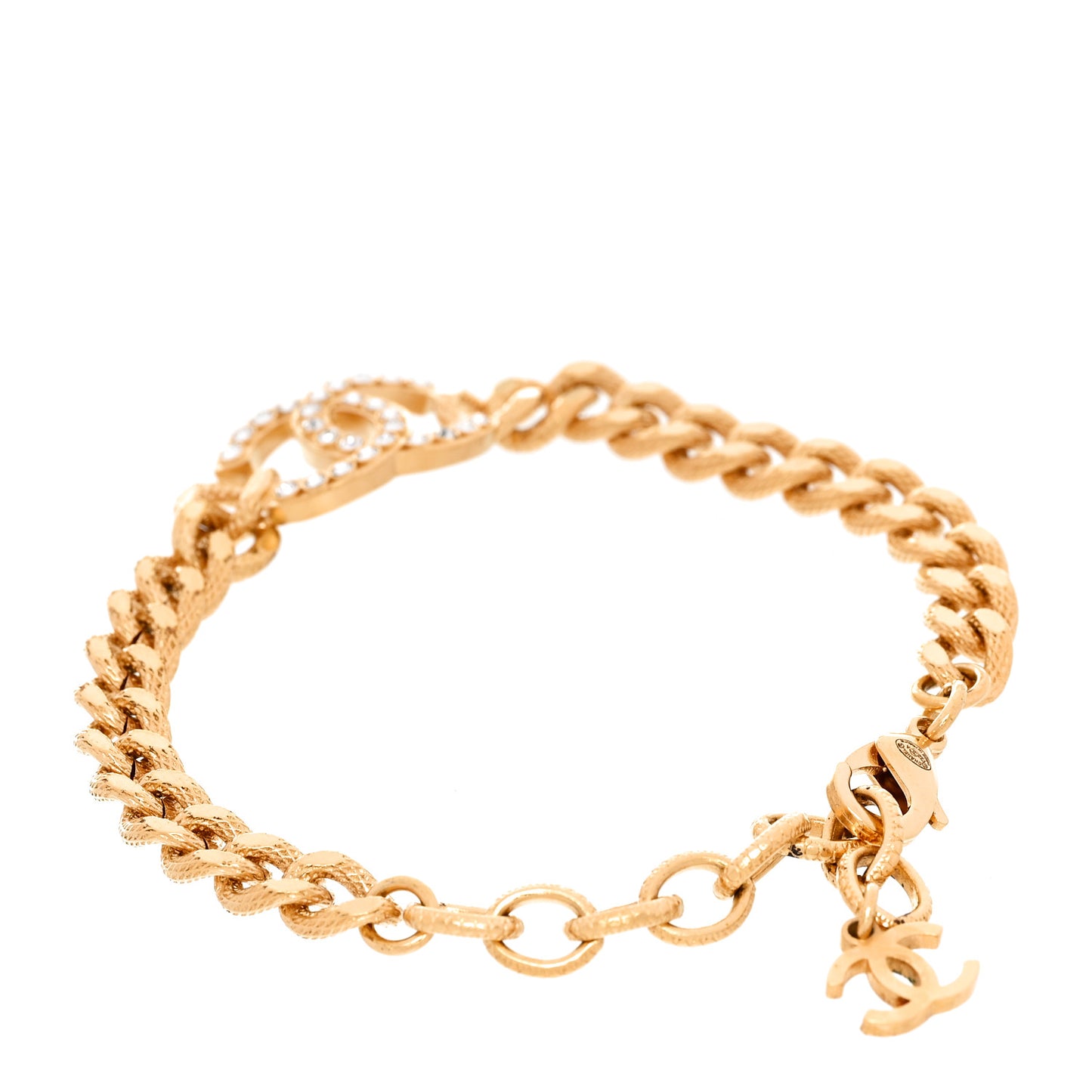 Crystal CC Chain Link Bracelet Gold