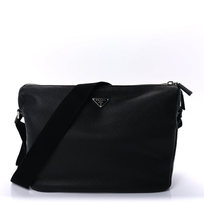 Prada Vitello Daino Medium Triangle Shoulder Bag  Black 1 of 8