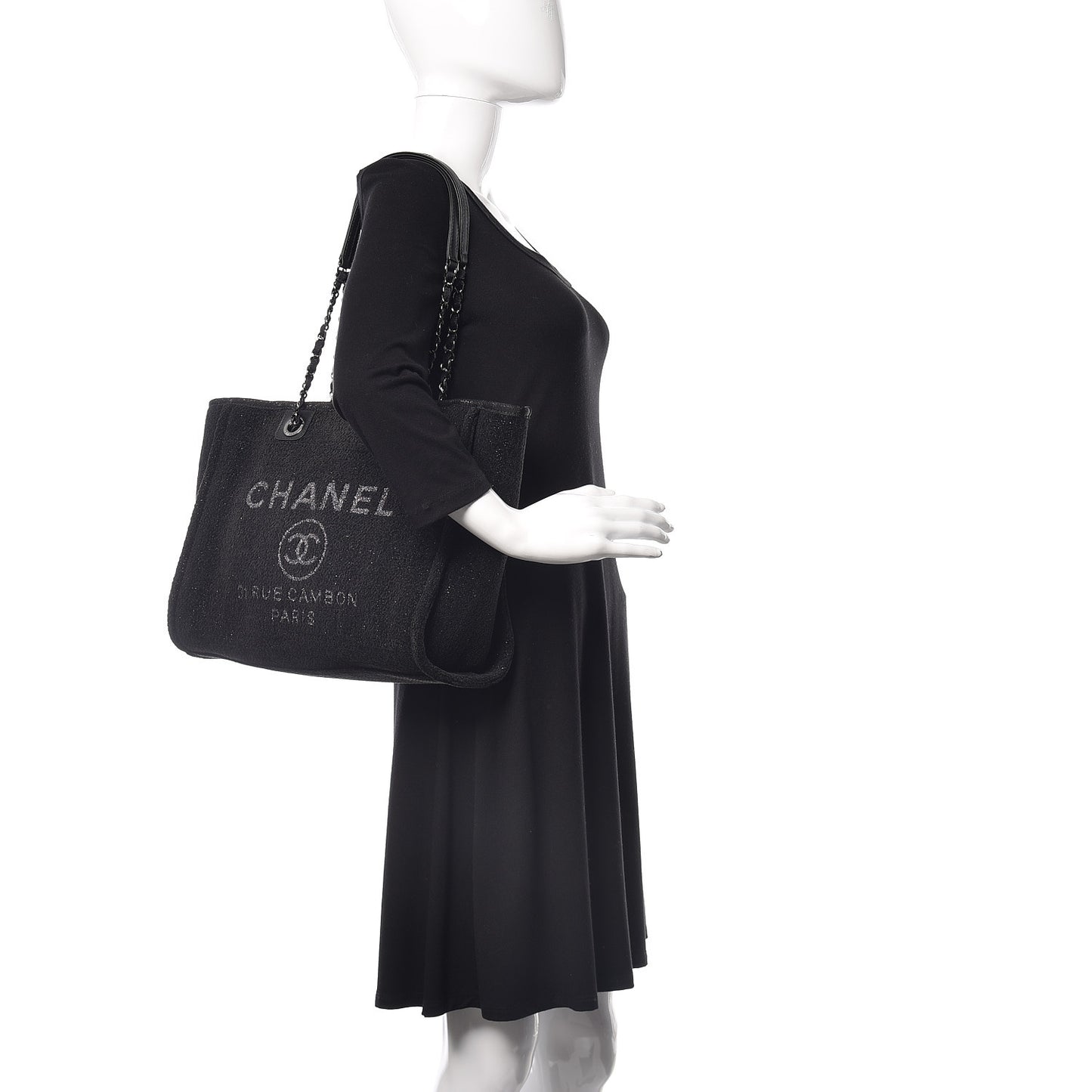 Lurex Boucle Small Deauville Tote Black