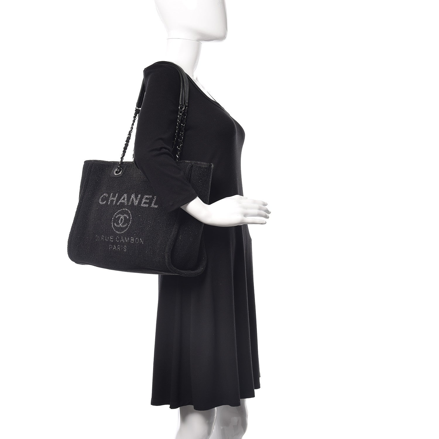 Chanel Lurex Boucle Small Deauville Tote Black 2 of 10