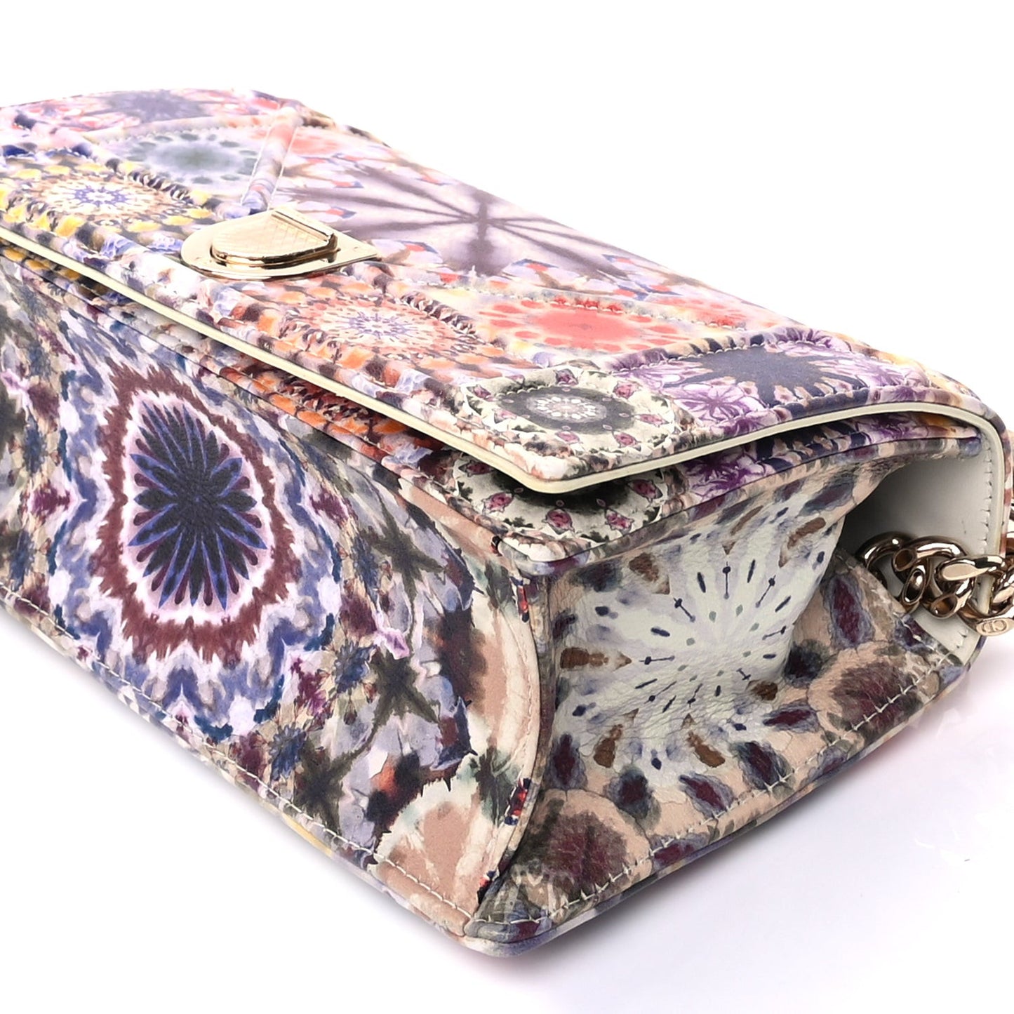 Calfskin Printed Small KaleiDiorscopic Diorama Flap Bag  Latte Multicolor