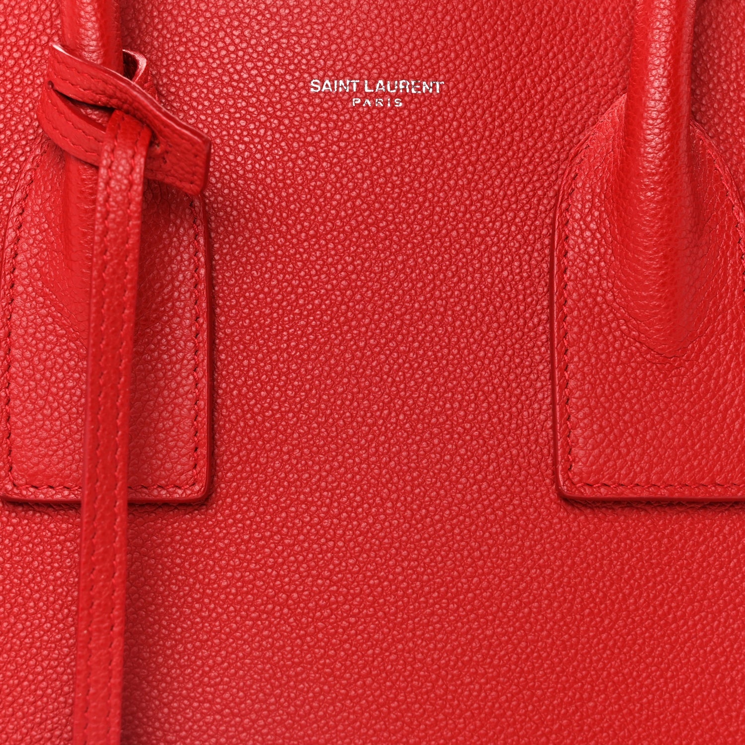 Saint Laurent Grained Calfskin Small Sac De Jour Lipstick Red 6 of 8