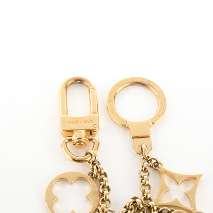 Louis Vuitton Brass Enamel Fleur De Monogram Bag Charm Chain Gold 3 of 4