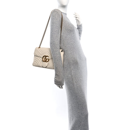 Gucci Calfskin Matelasse Medium GG Marmont Shoulder Bag White 2 of 19