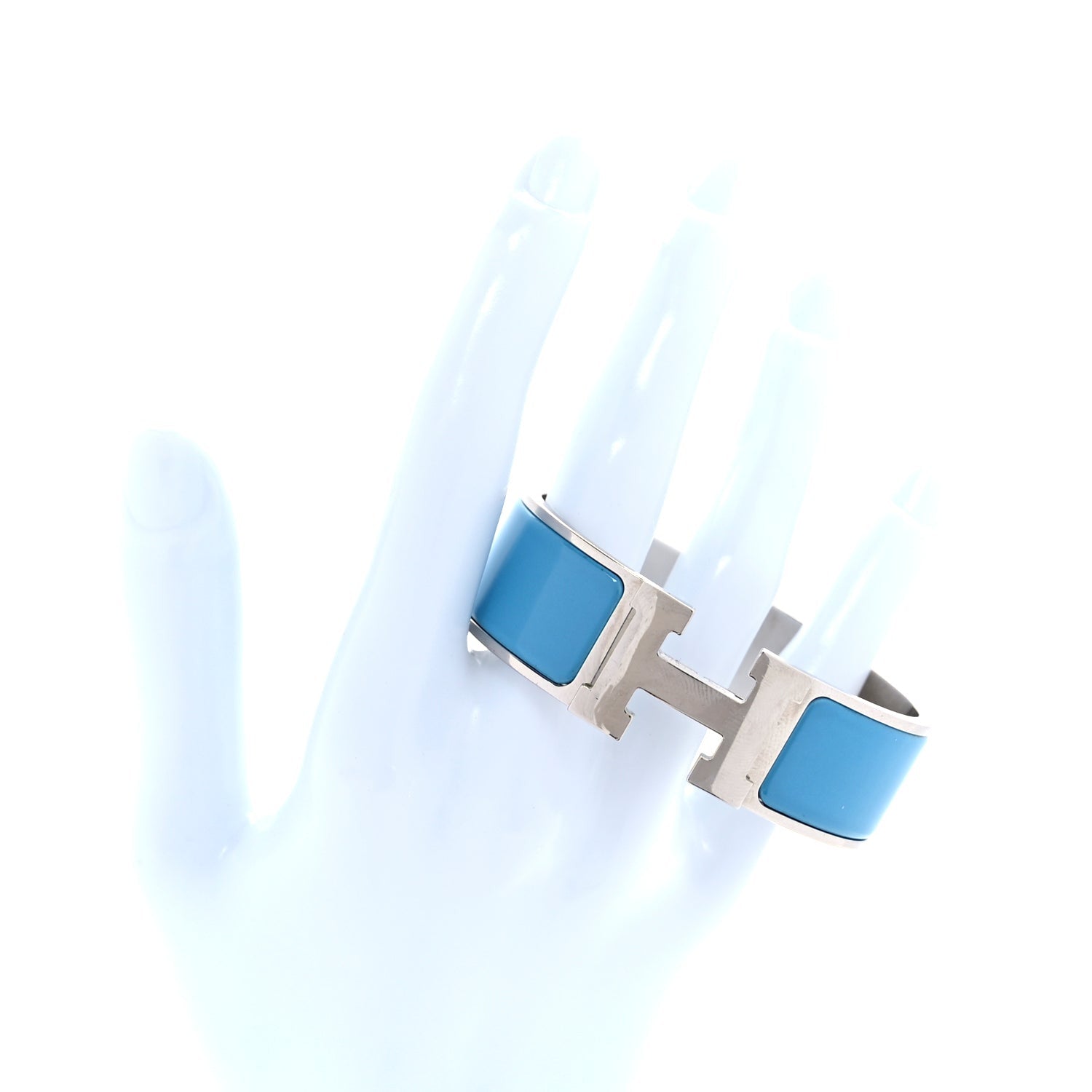 Hermes Enamel Wide Clic Clac H Bracelet PM  Blue Jean 2 of 4
