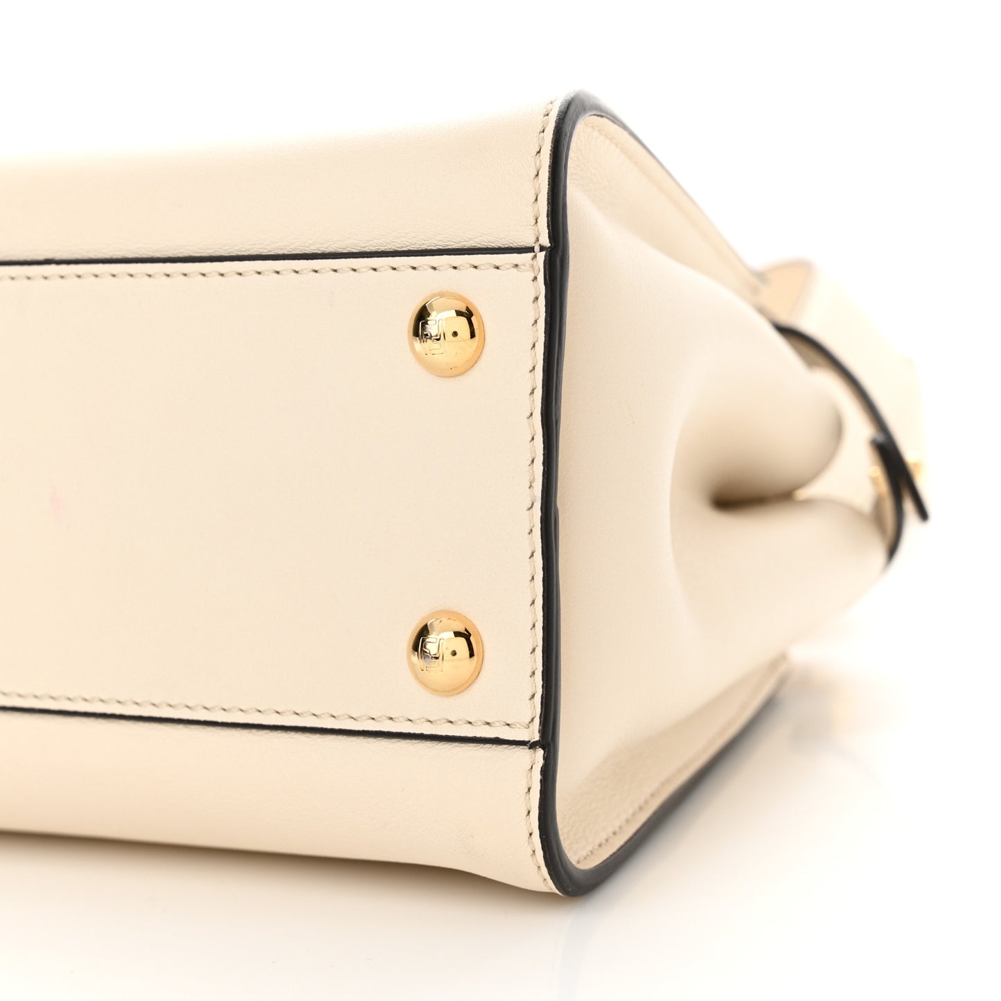 Vitello Seta Suede FF Mini Peekaboo Iconic Satchel Uovo Sigaro Marrone