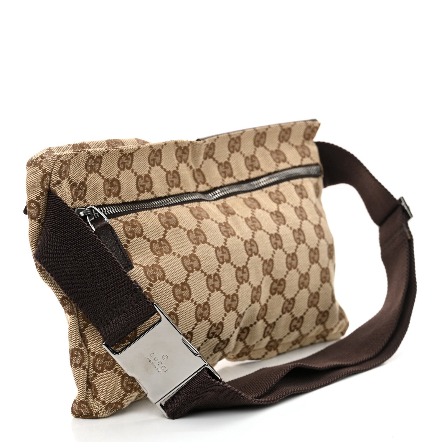 Gucci GG Monogram Double Pocket Belt Bag Dark Brown 2 of 7