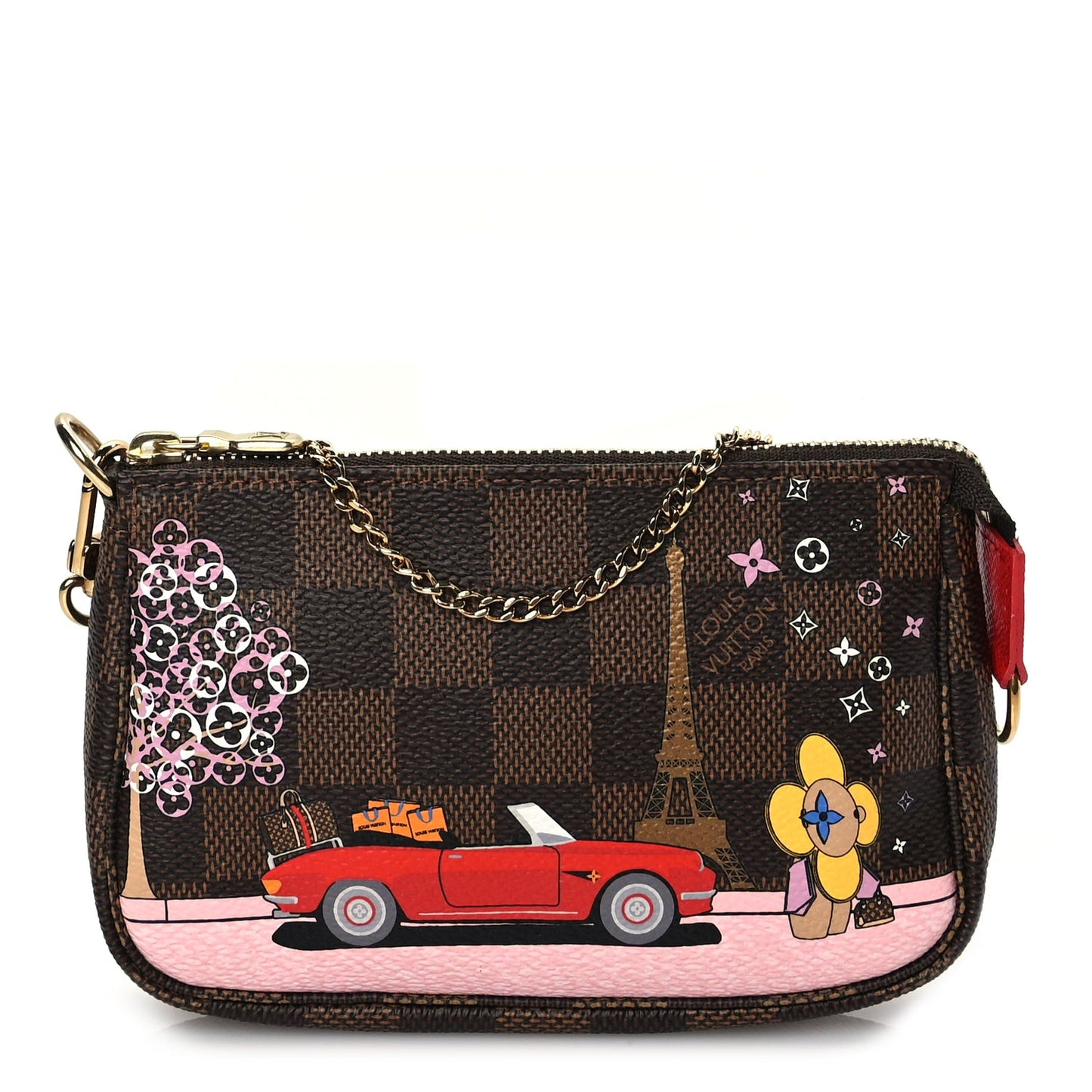 Damier Ebene 2019 Christmas Animation Mini Pochette Accessories Red