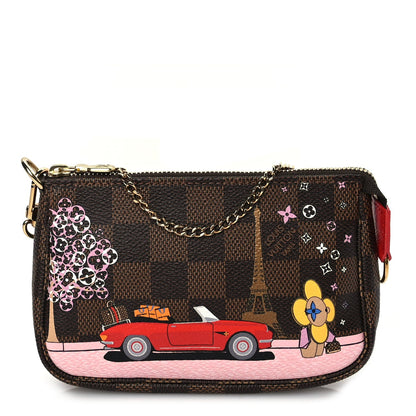 Louis Vuitton Damier Ebene 2019 Christmas Animation Mini Pochette Accessories Red 1 of 8