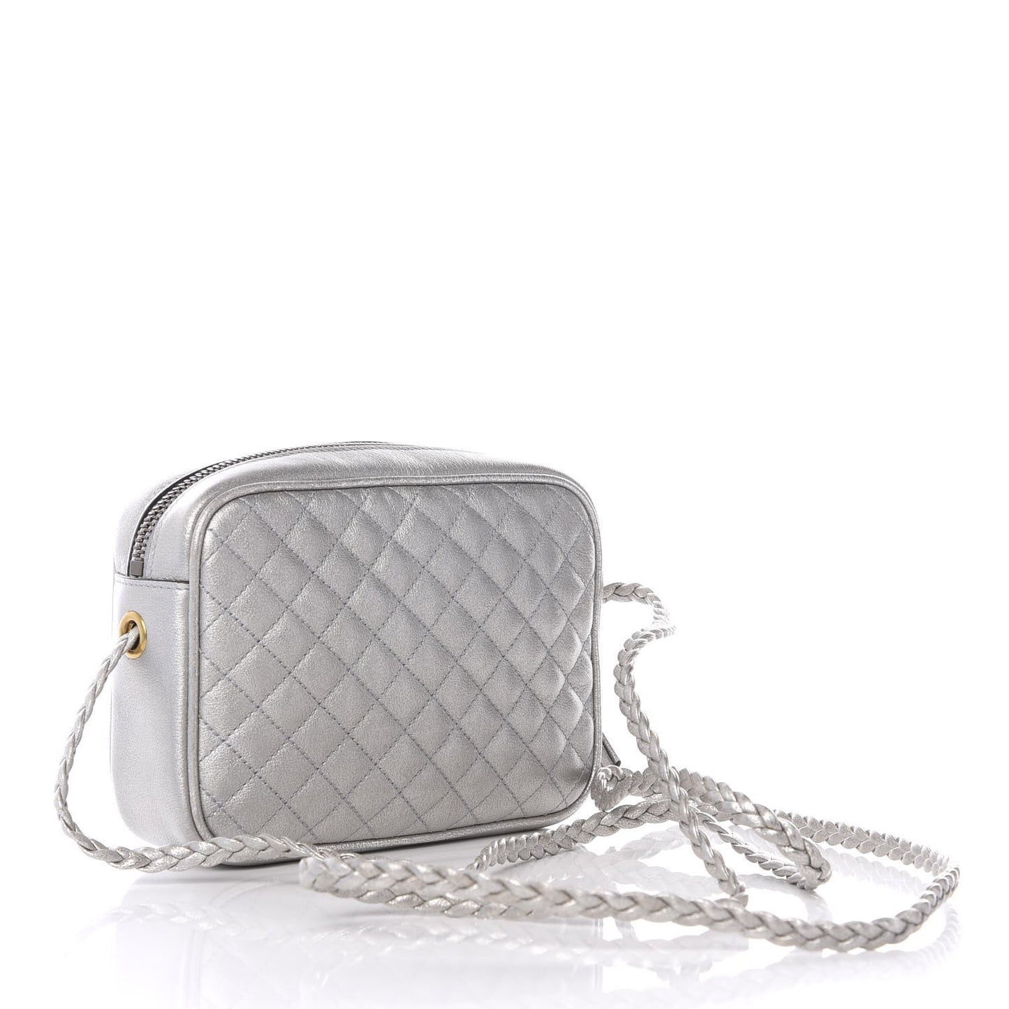 Laminated Nappa Web Trapuntata Mini GG Shoulder Bag Argento