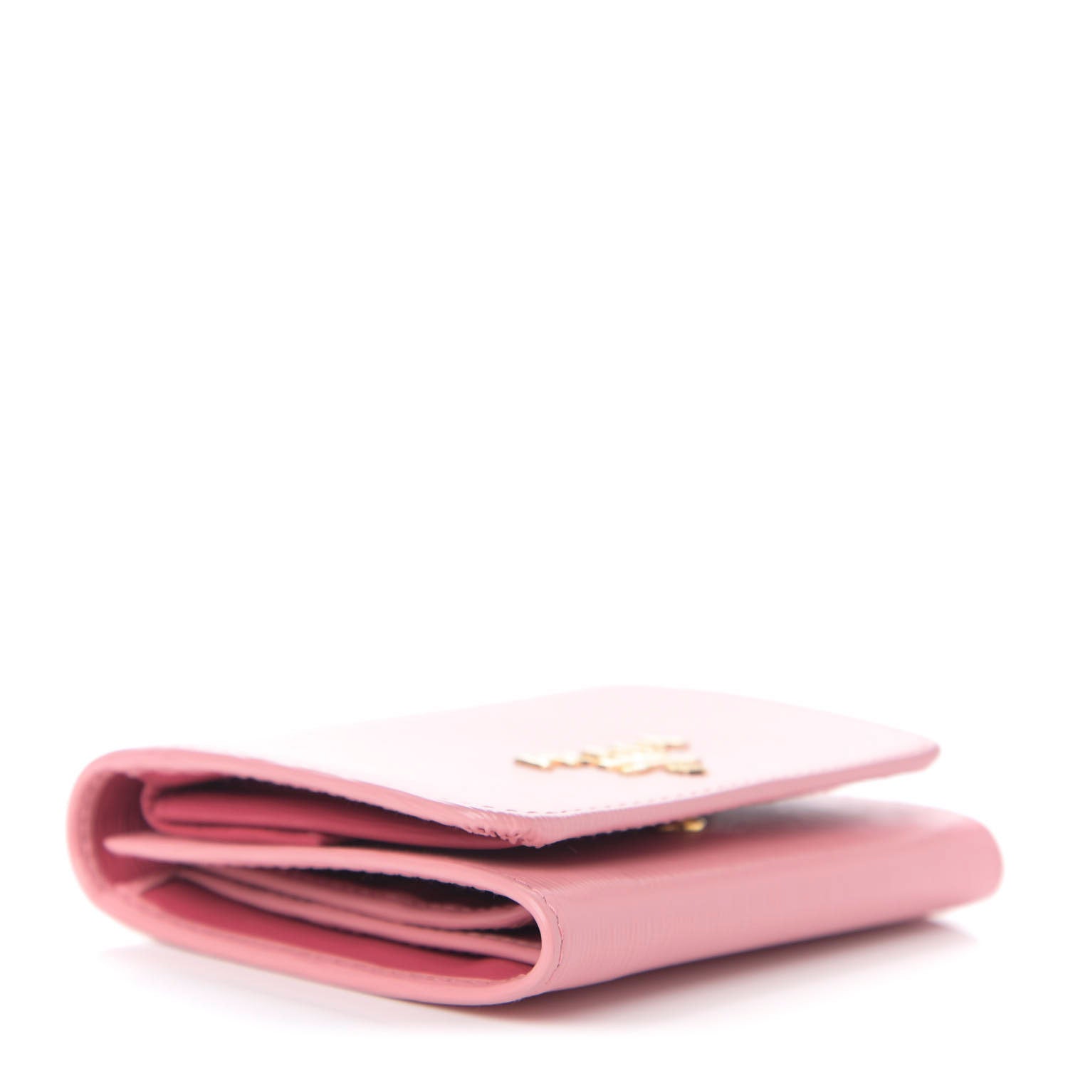 Prada Vitello Move Bi-Color Tri-Fold Compact Wallet Petalo Peonia 3 of 5