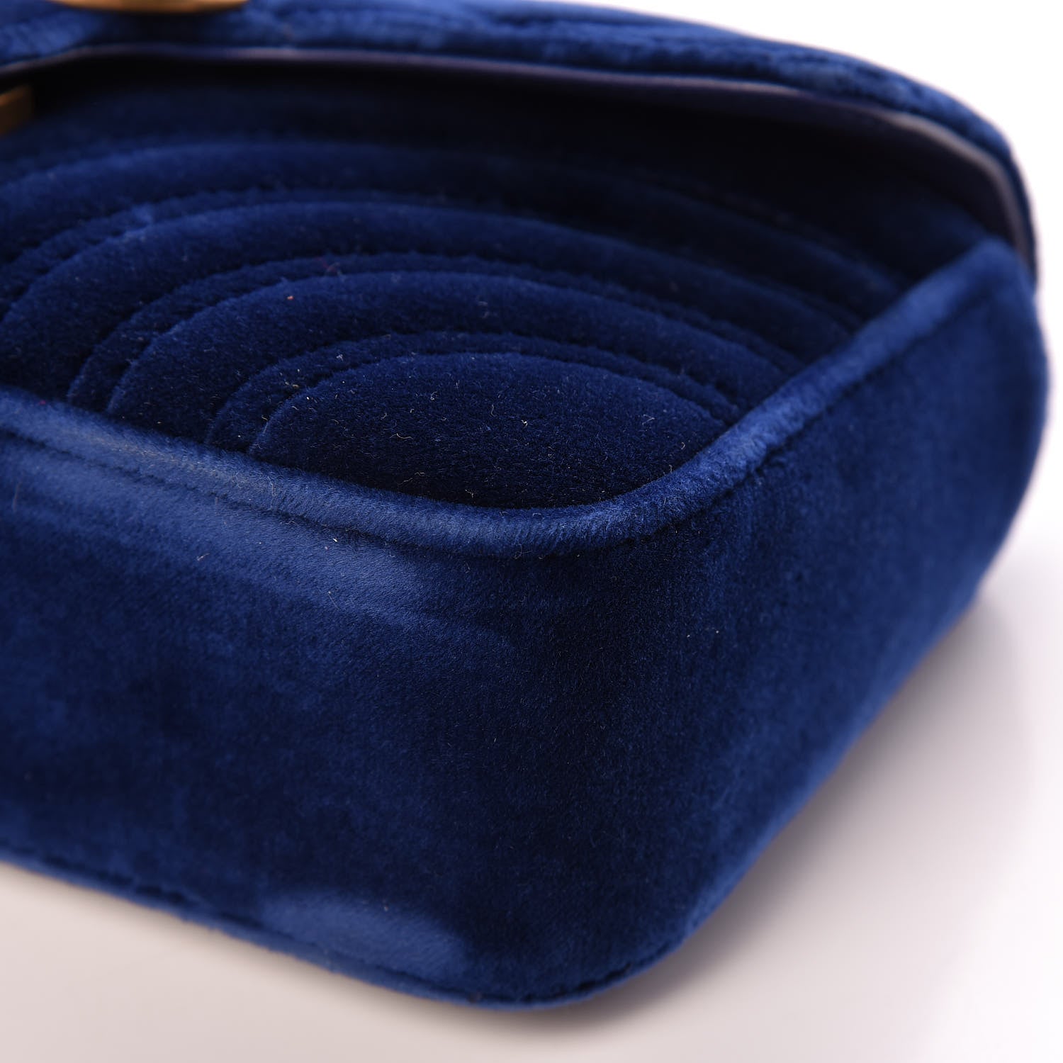 Gucci Velvet Matelasse Mini GG Marmont Shoulder Bag Cobalt Blue 10 of 14