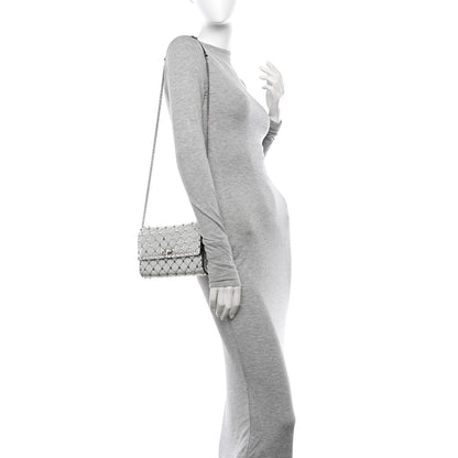 Valentino Garavani Metallic Nappa Rockstud Spike Wallet on Chain Silver 2 of 12